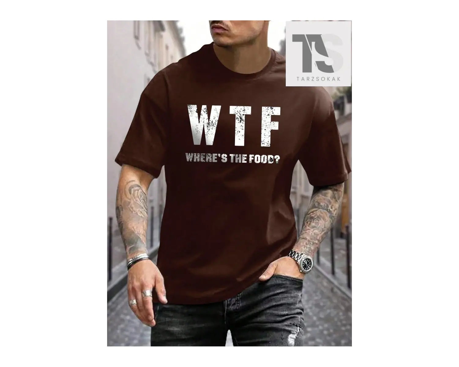 Homme Erkek Siyah Örme Kısa Kollu Yazılı Yuvarlak Yaka Tişört