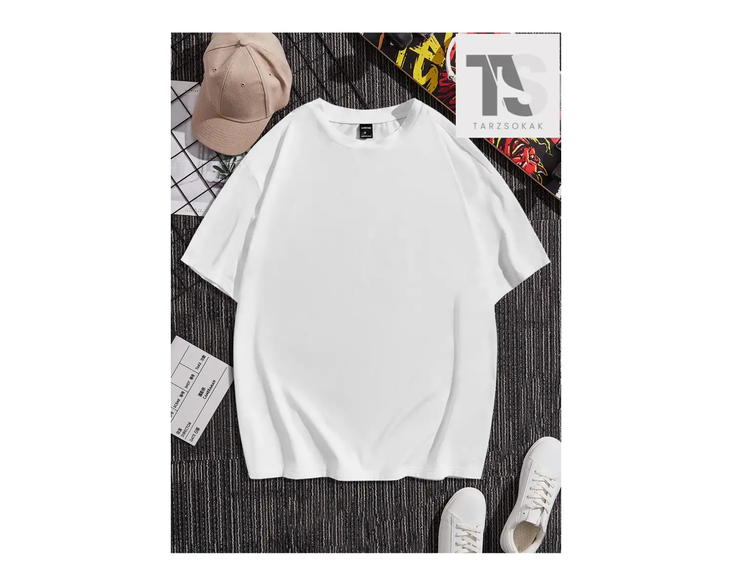 Homme Erkek Yin & Yang Baskı Damla Omuz Tişört