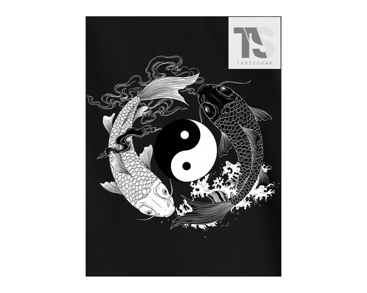 Homme Erkek Yin & Yang Baskı Damla Omuz Tişört