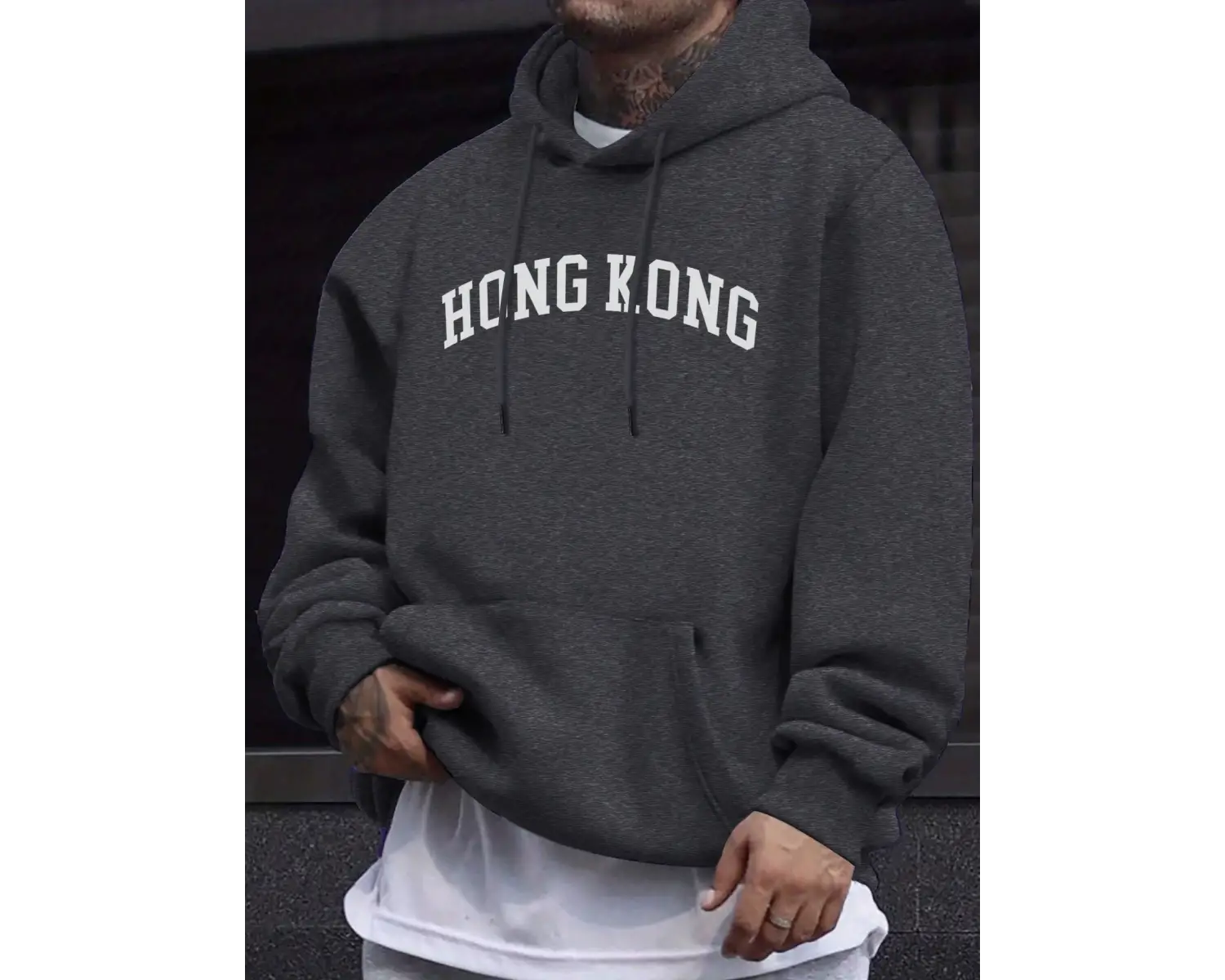 Hong Kong Letter Yaratıcı Baskılı Unisex Kazaklar Polar Sonbahar Kazak Günlük Sokak Spor Giyi