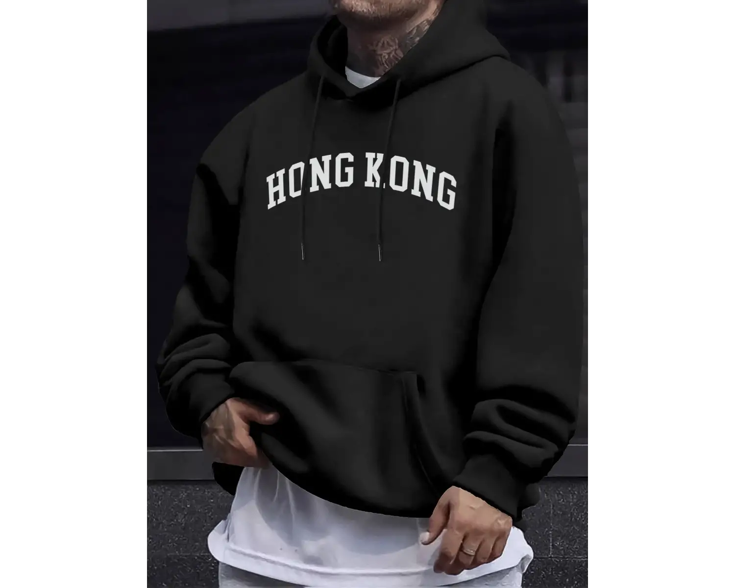 Hong Kong Letter Yaratıcı Baskılı Unisex Kazaklar Polar Sonbahar Kazak Günlük Sokak Spor Giyi