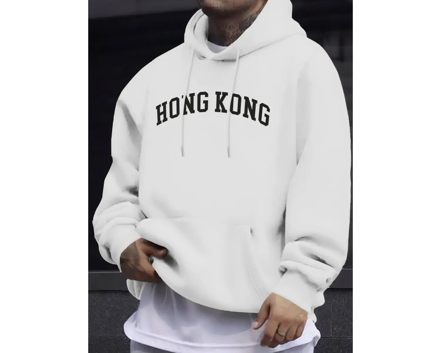 Hong Kong Letter Yaratıcı Baskılı Unisex Kazaklar Polar Sonbahar Kazak Günlük Sokak Spor Giyi