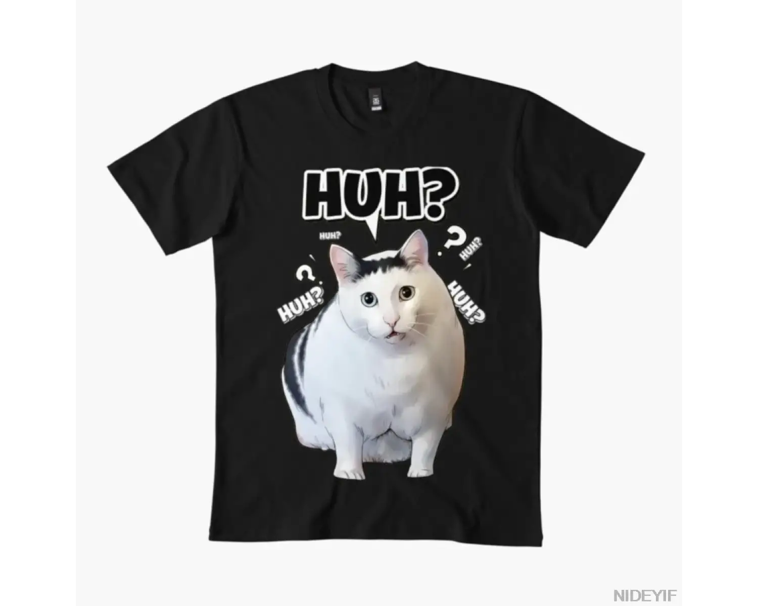 Huh Cat Meme by JoakoZeta Erkekler Kadınlar İçin Tişört %100 Pamuklu Tişörtler Kısa Kollu Üst
