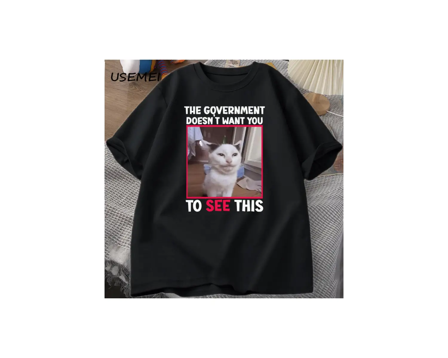Hükümet İstemiyor Komik Kedi Meme T-shirt Erkekler Rahat Kısa Kollu Aptal Aptal T Shirt erkek 3073