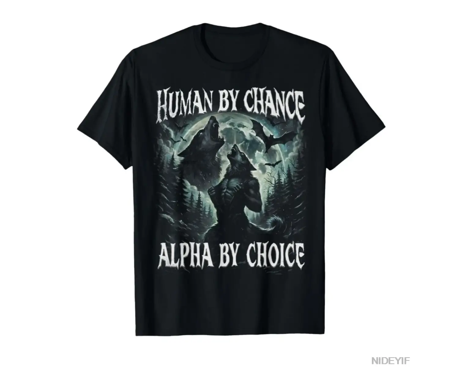 Human by Chance Alpha by Choice Komik Kurt Meme Tişörtü Erkekler Kadınlar İçin %100 Pamuklu T