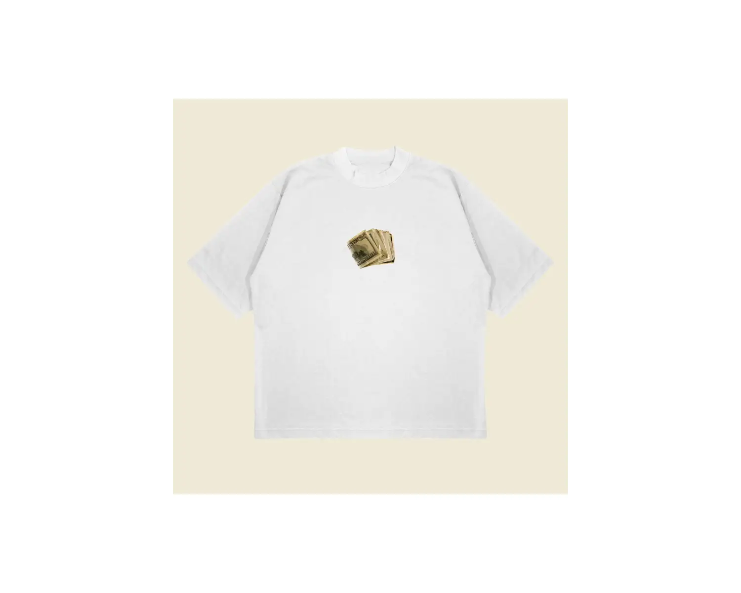 Hundreddollars Baskılı Oversize Unisex Pamuklu Nefes Alan Kalın Kumaşlı