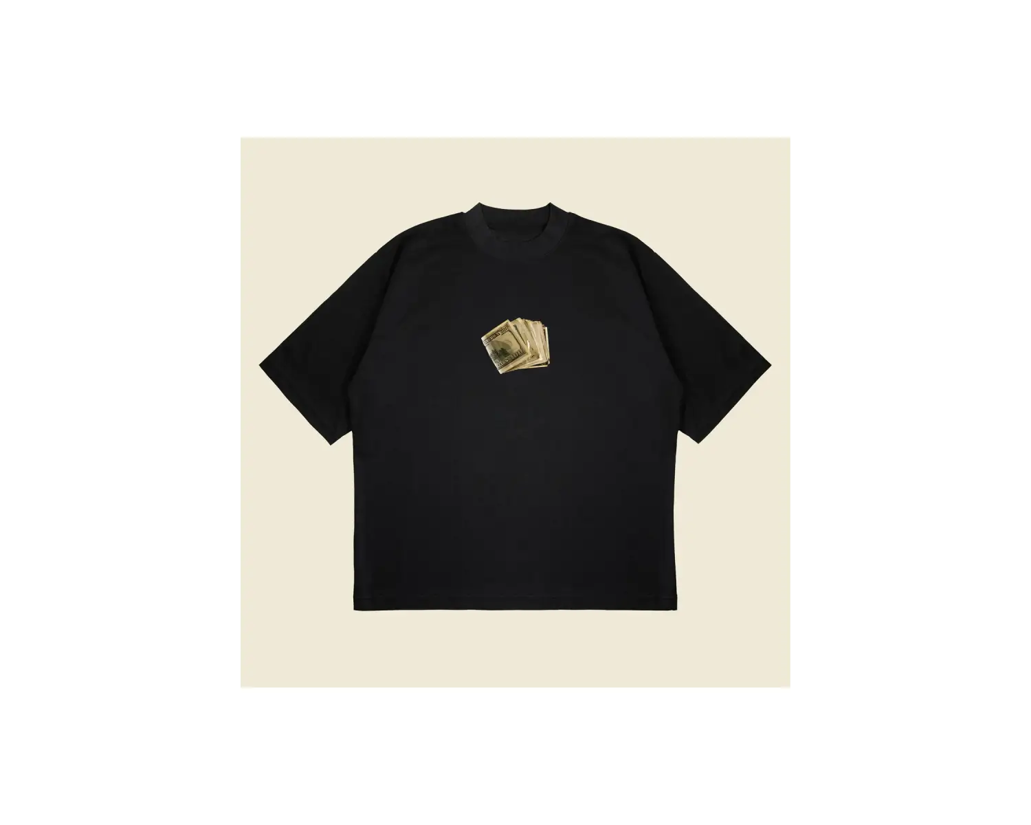 Hundreddollars Baskılı Oversize Unisex Pamuklu Nefes Alan Kalın Kumaşlı