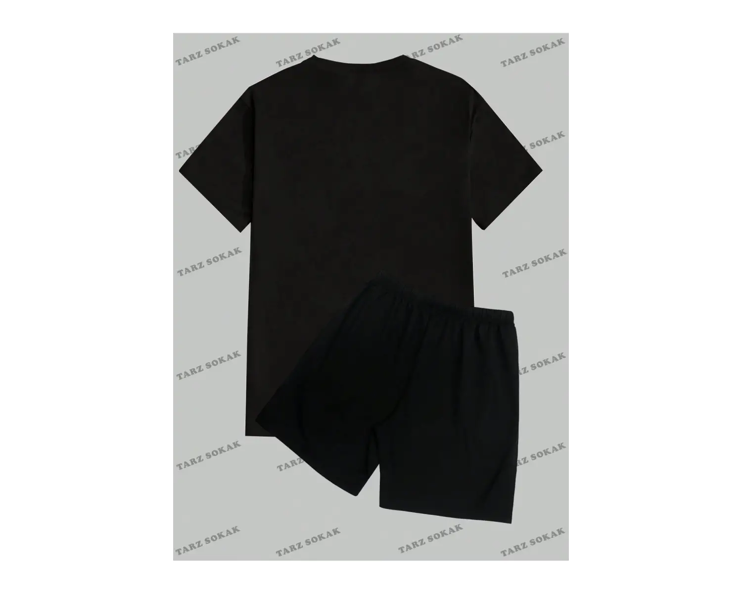 Hypemode Beyaz Örme Erkek Yazılı Baskılı Kısa Kollu Tişört Ve Şort Takım