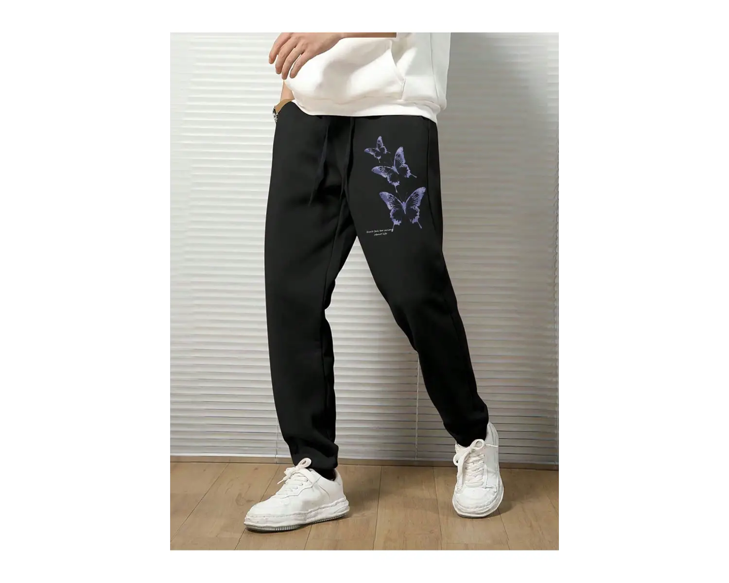 Hypemode Butterfly & Slogan Graphic Drawstring Waist Eşofman Altı