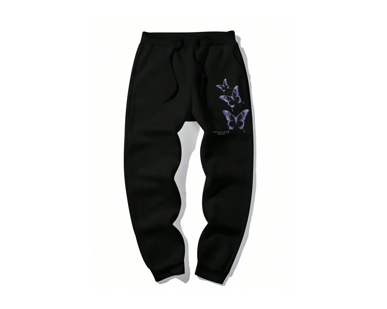 Hypemode Butterfly & Slogan Graphic Drawstring Waist Eşofman Altı