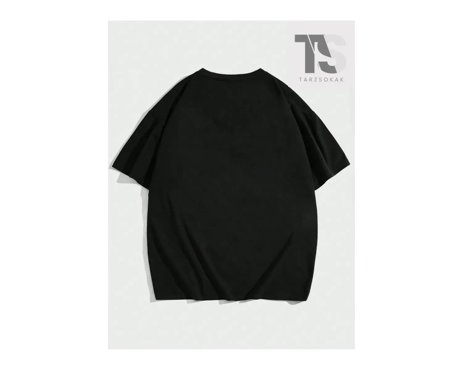 Hypemode Düşük Omuzlu Siyah Yuvarlak Yaka Örme Erkek Tişört