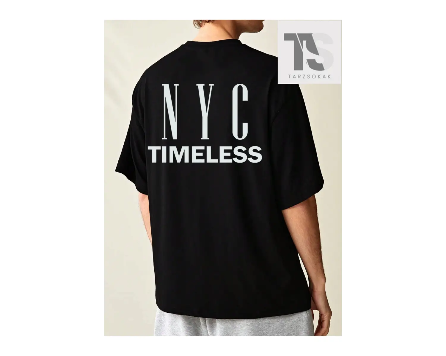 Hypemode Erkek Siyah Örme Düşük Omuz Yuvarlak Yaka Tişört