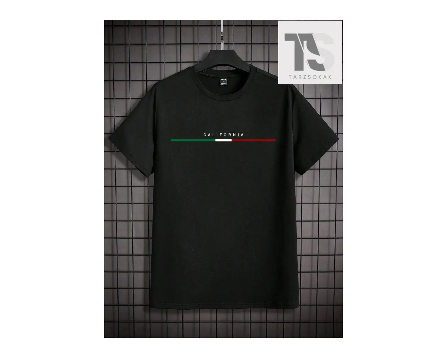 Hypemode Erkek Siyah Örme Yuvarlak Yaka Kısa Kollu Yazılı Tişört