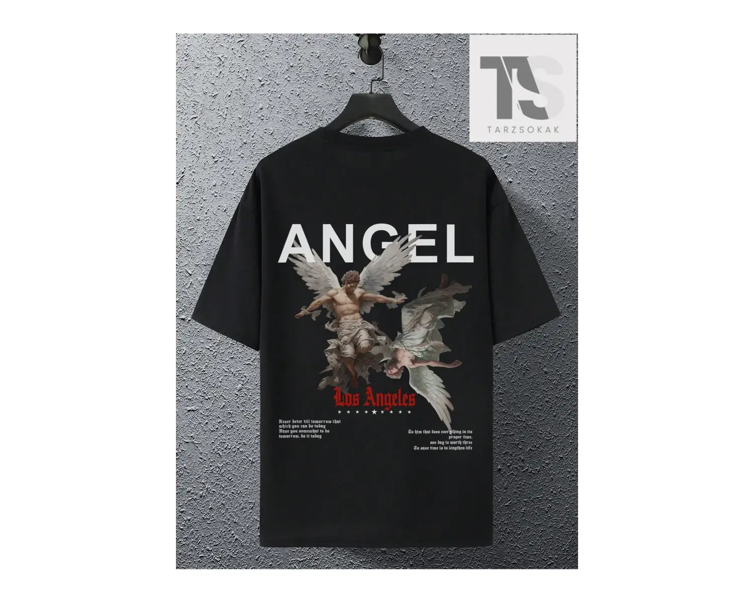 Hypemode Erkek Soyut Figür ve Harf Baskı Kısa Kollu Yuvarlak Yaka Tişört