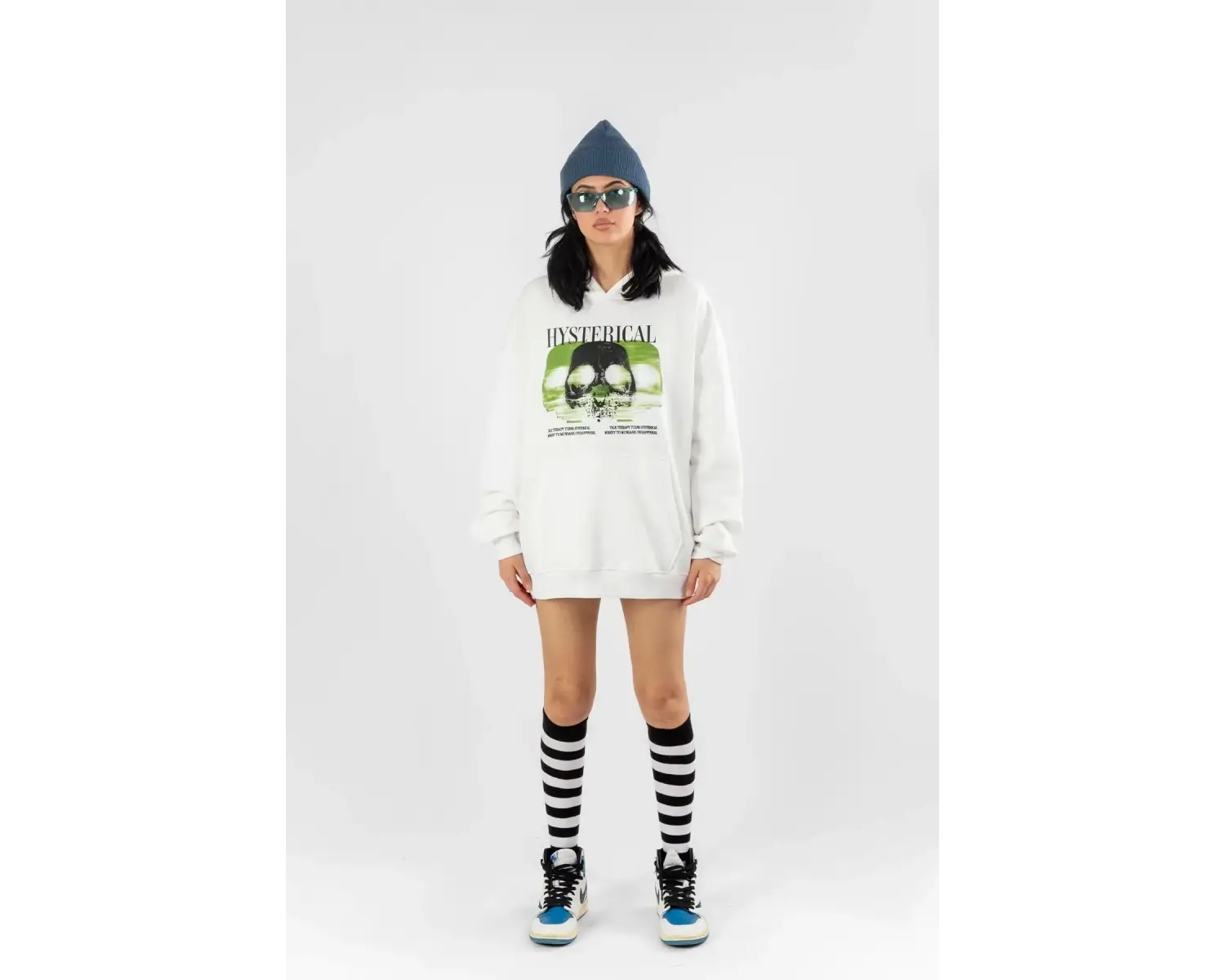 Hysterıcal Baskılı Oversize Unisex Beyaz