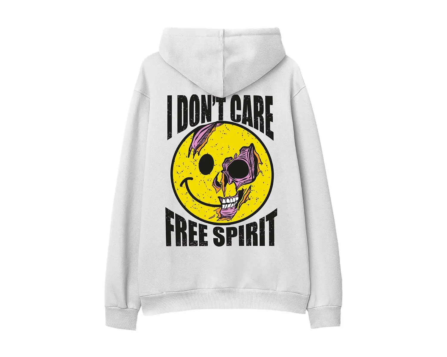 I Dont Care Beyaz Oversize Unisex Kapüşonlu Sweatshirt Hoodie