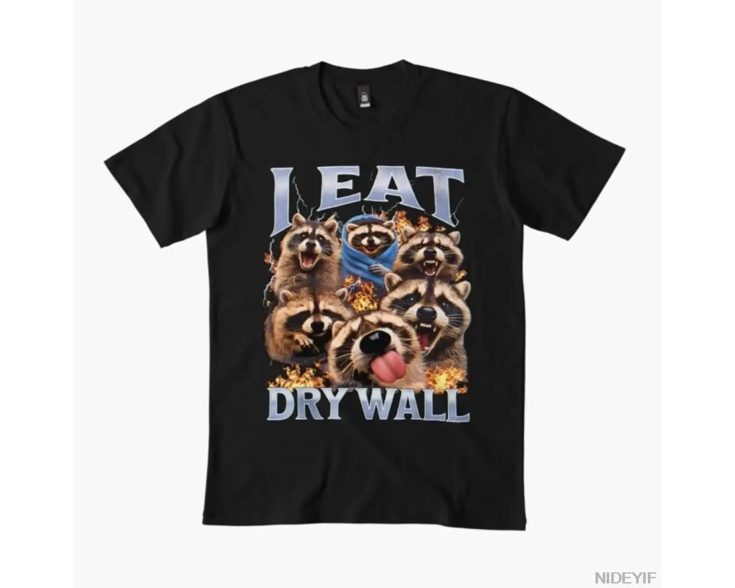 I Eat Drywall Komik Rakun Meme Bootleg Grafik Tişört Erkekler Kadınlar İçin %100 Pamuklu Tişö