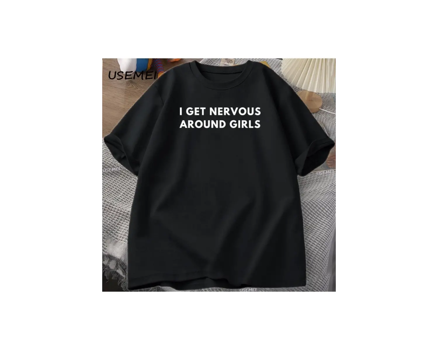 I Get Nervous Around Girls T-Shirt Men Funny Y2K Trendy Graphic Tee Summer High Qualtity Shor 3068