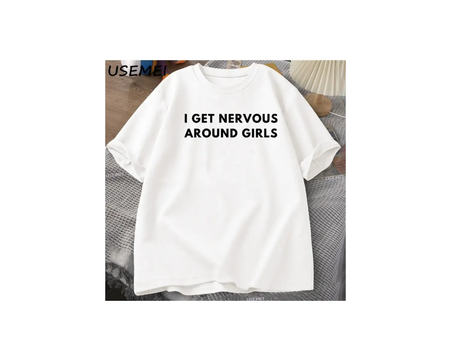 I Get Nervous Around Girls T-Shirt Men Funny Y2K Trendy Graphic Tee Summer High Qualtity Shor 3068