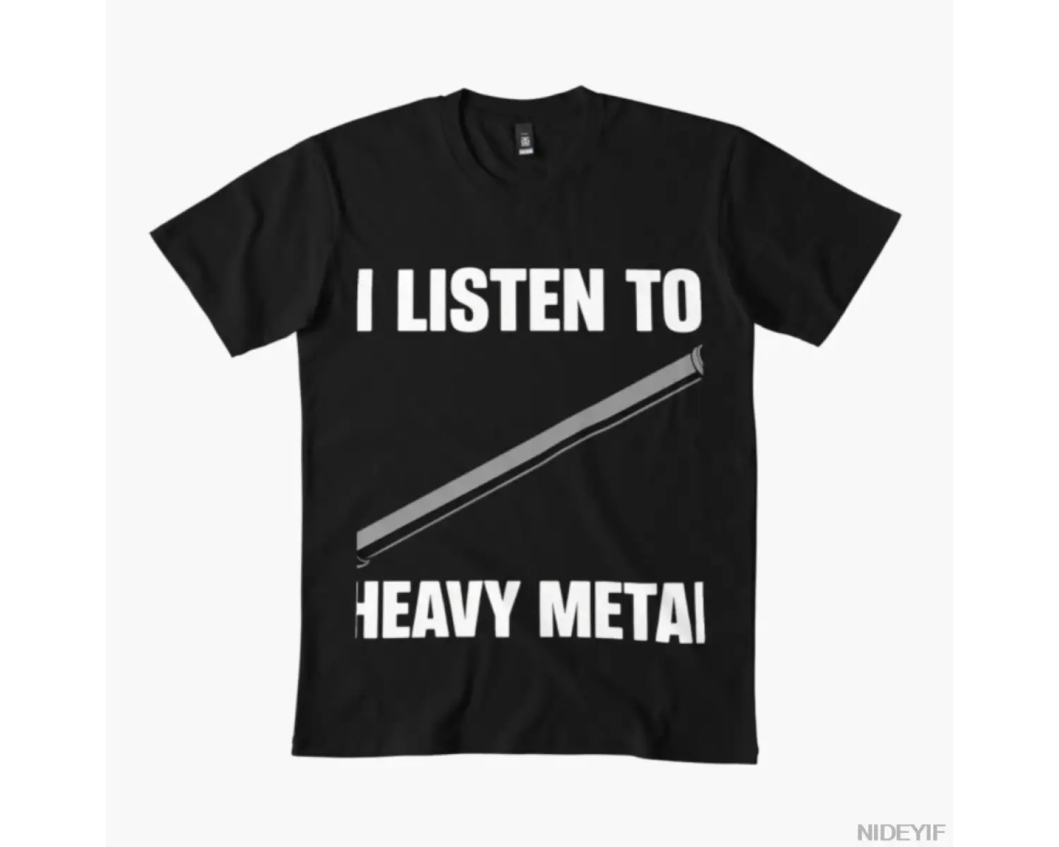 I Listen To Heavy Metal Komik Metal Boru Düşen Meme T-shirt Erkekler Kadınlar Için % 100% Pam