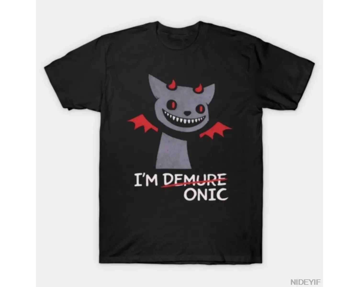 Im Demure… ONIC – Spooky Cute Cat Grafikli Tişört Erkekler Kadınlar İçin %100 Pamuklu Tişört