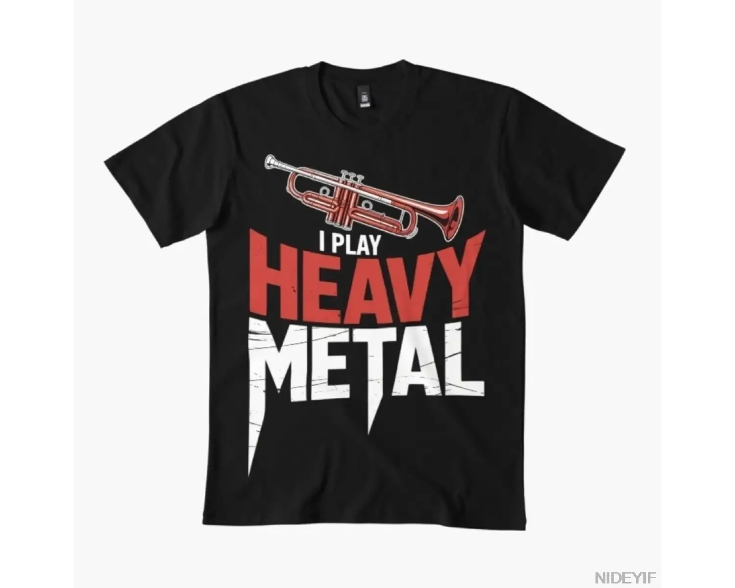 I Play Heavy Metal Trompet Pirinç Enstrüman T-shirt Erkekler Kadınlar Için % 100% Pamuk T Shi
