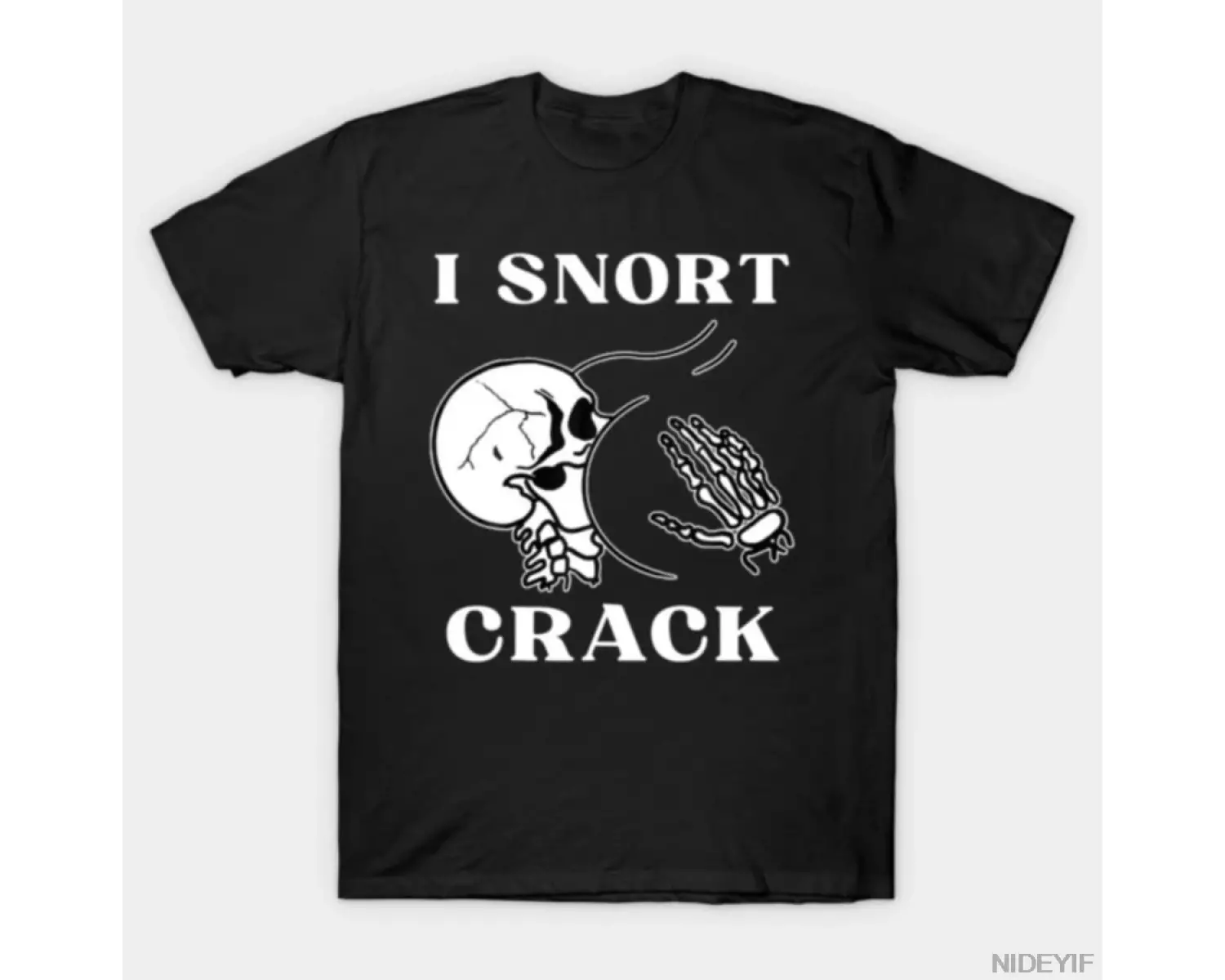 I Snort Crack Skeleton Skull Butt Spooky Cadılar Bayramı Tişörtü Erkekler Kadınlar İçin %100