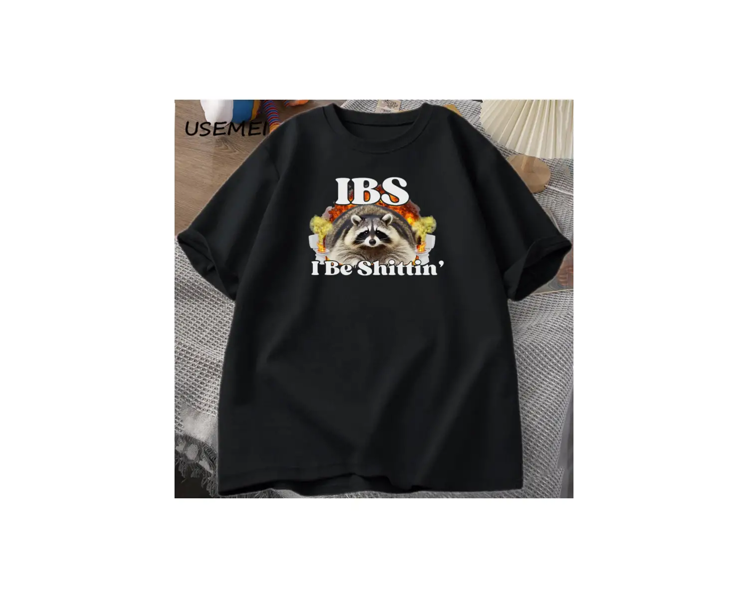 IBS Ben Shittin Rakun TErkekler Karın Ağrısı Survivor T-shirt erkek Kısa Kollu T-shir 3012