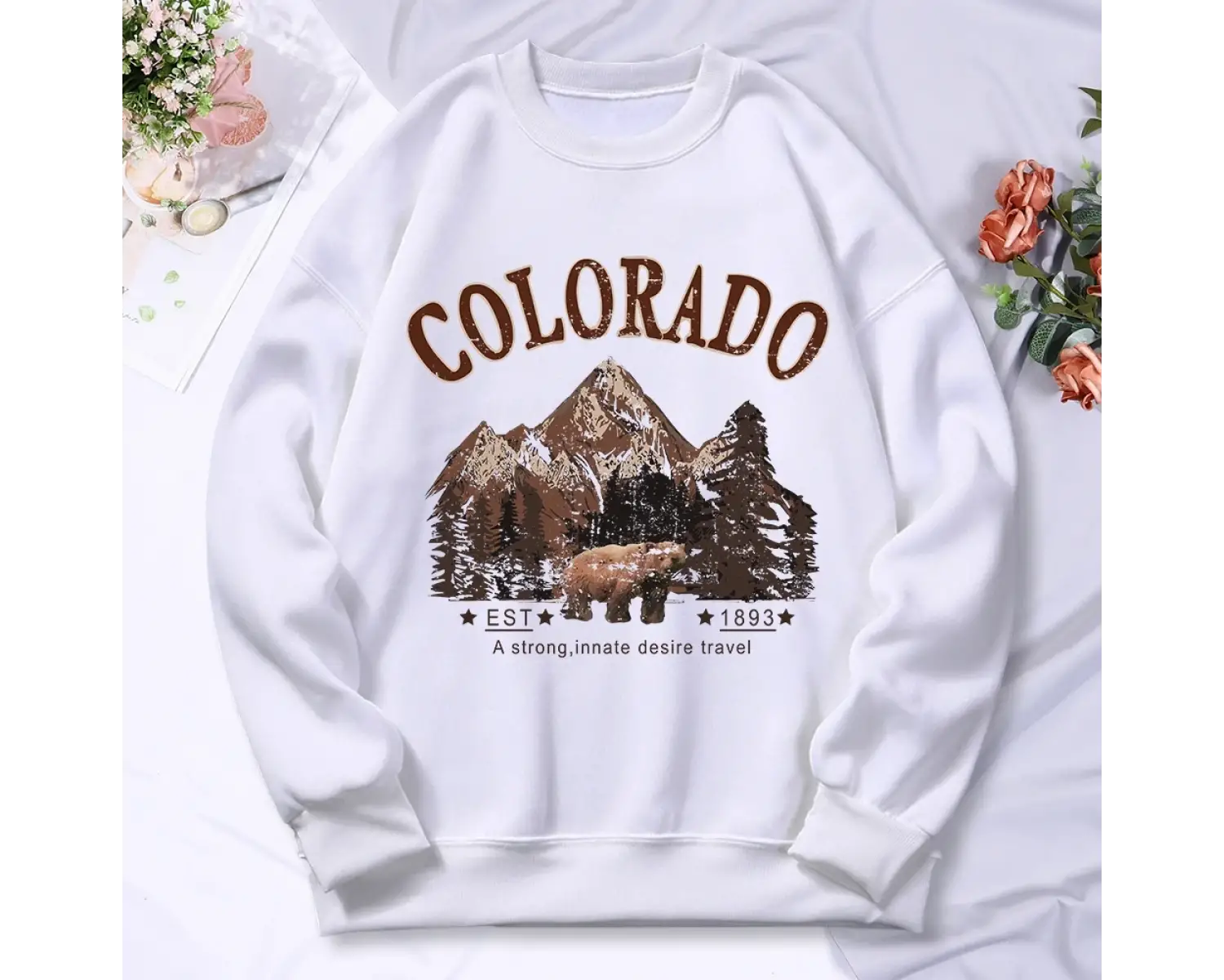 Ilham ve seyahat baskı kapşonlu kadın vintage Hoodies Hoodies sonbahar boy Hoodie basit rahat