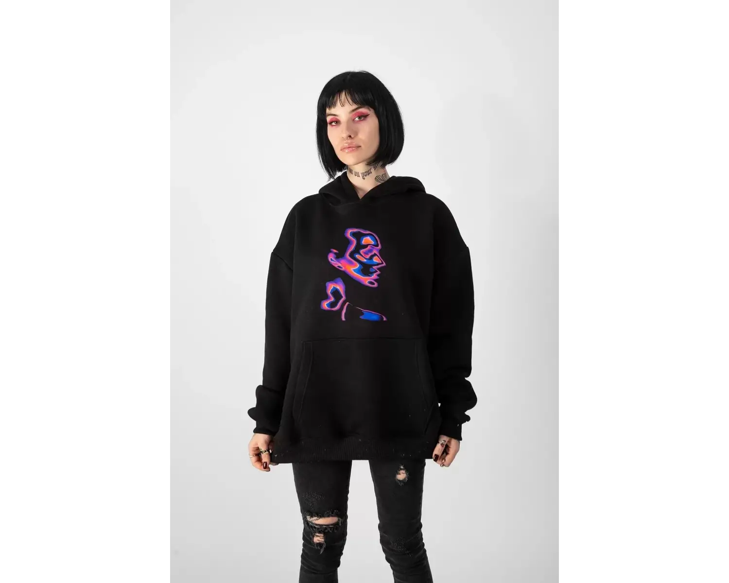 İllusion Woman Baskılı Oversize Unisex Beyaz