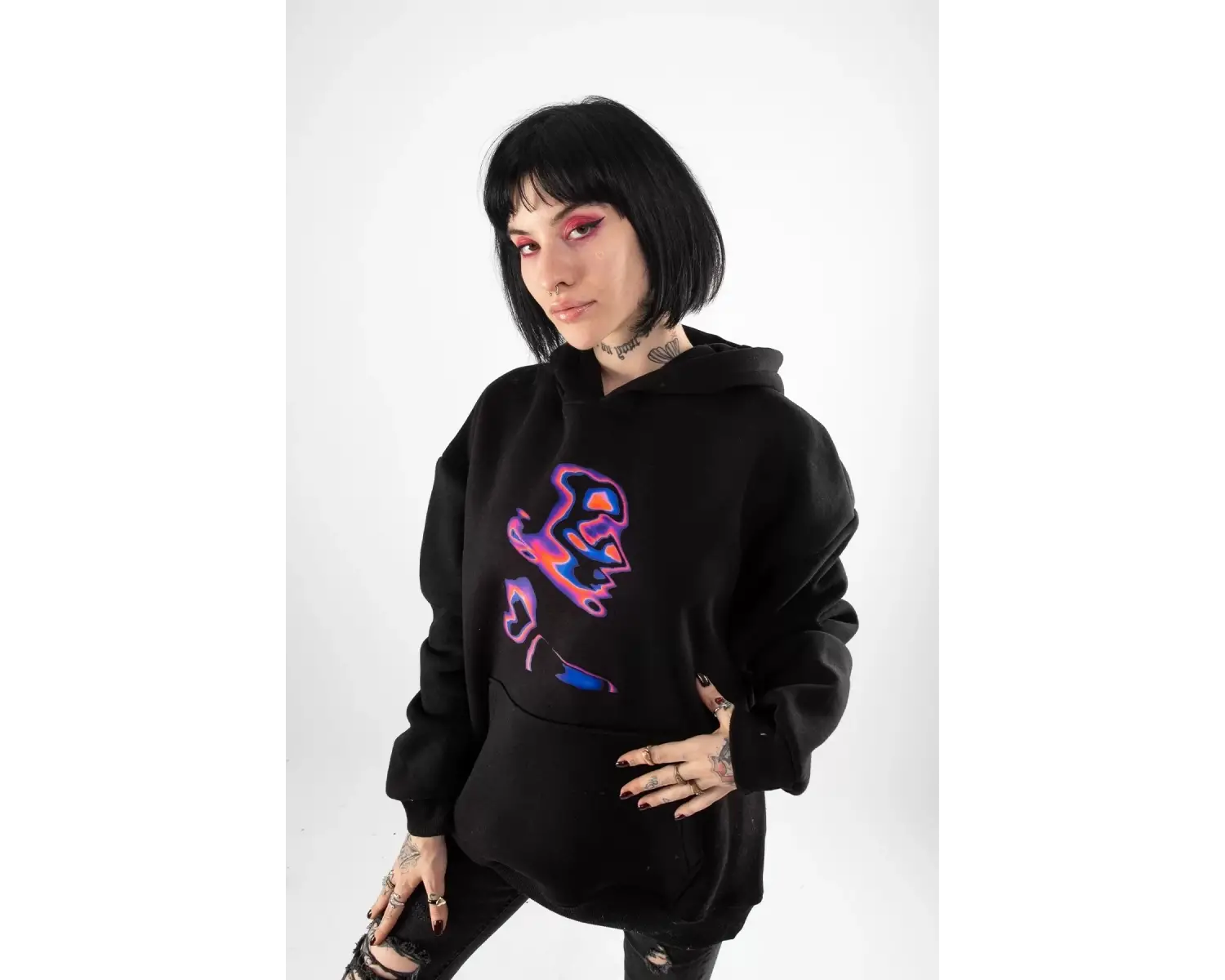 İllusion Woman Baskılı Oversize Unisex Beyaz