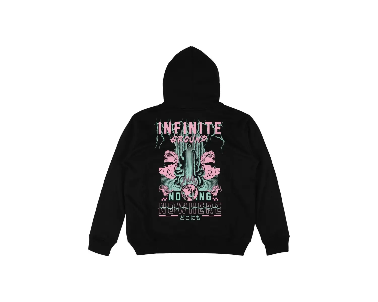 Infinite Siyah Oversize Unisex Kapüşonlu Sweatshirt Hoodie