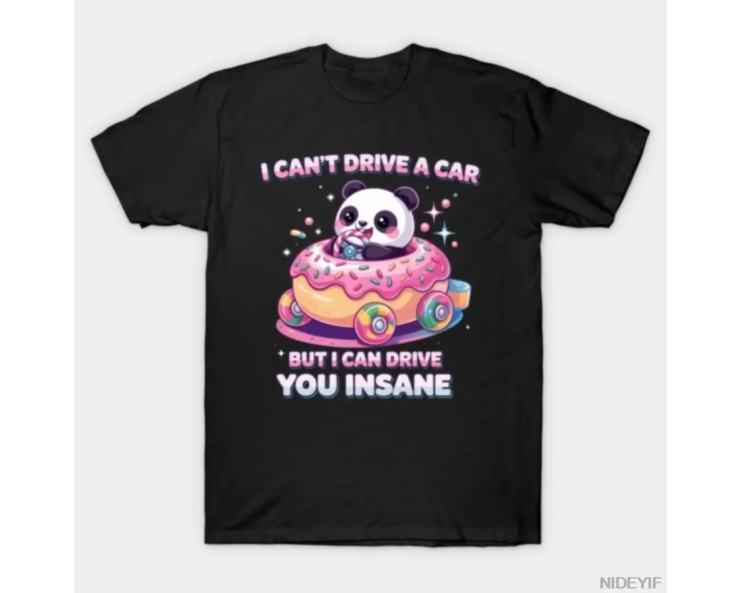 Insane Panda Meme Karikatür Alaycı Mizah Donut T-shirt Erkekler Kadınlar Için % 100% Pamuk T