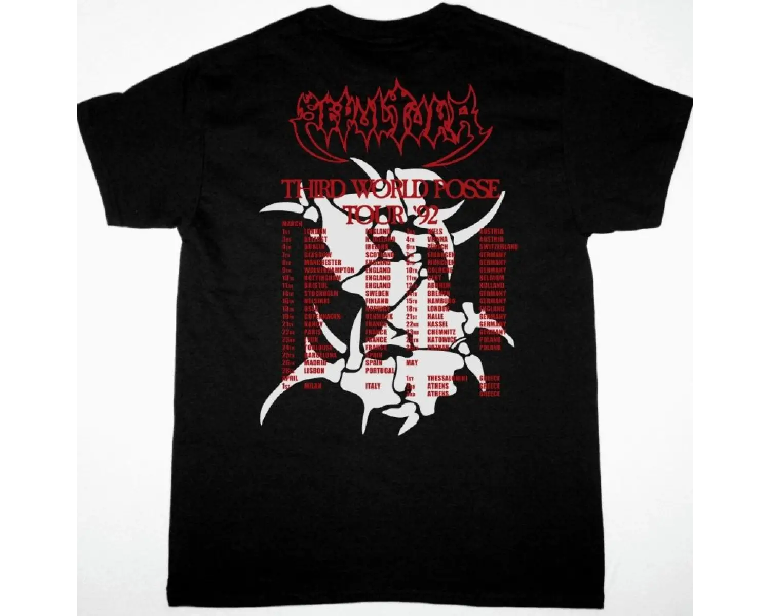 IRON MAIDEN WORLD SLAVERY TOUR 1985 NEW WHITE T-SHIRT ÖN VE ARAKA BASKILI