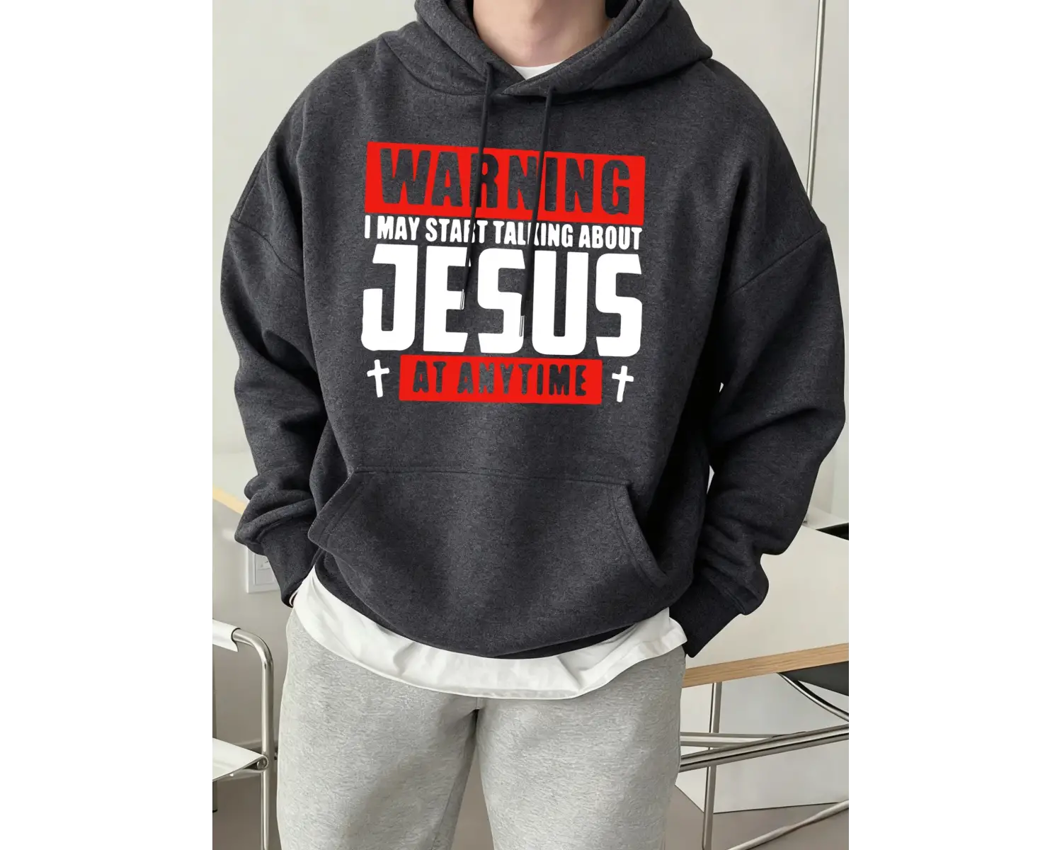 İsa Hakkında Konuşmaya Başlayabilirim Baskılı Erkek Sokak Giysisi Sıcak Cepli Giyim Moda Günl