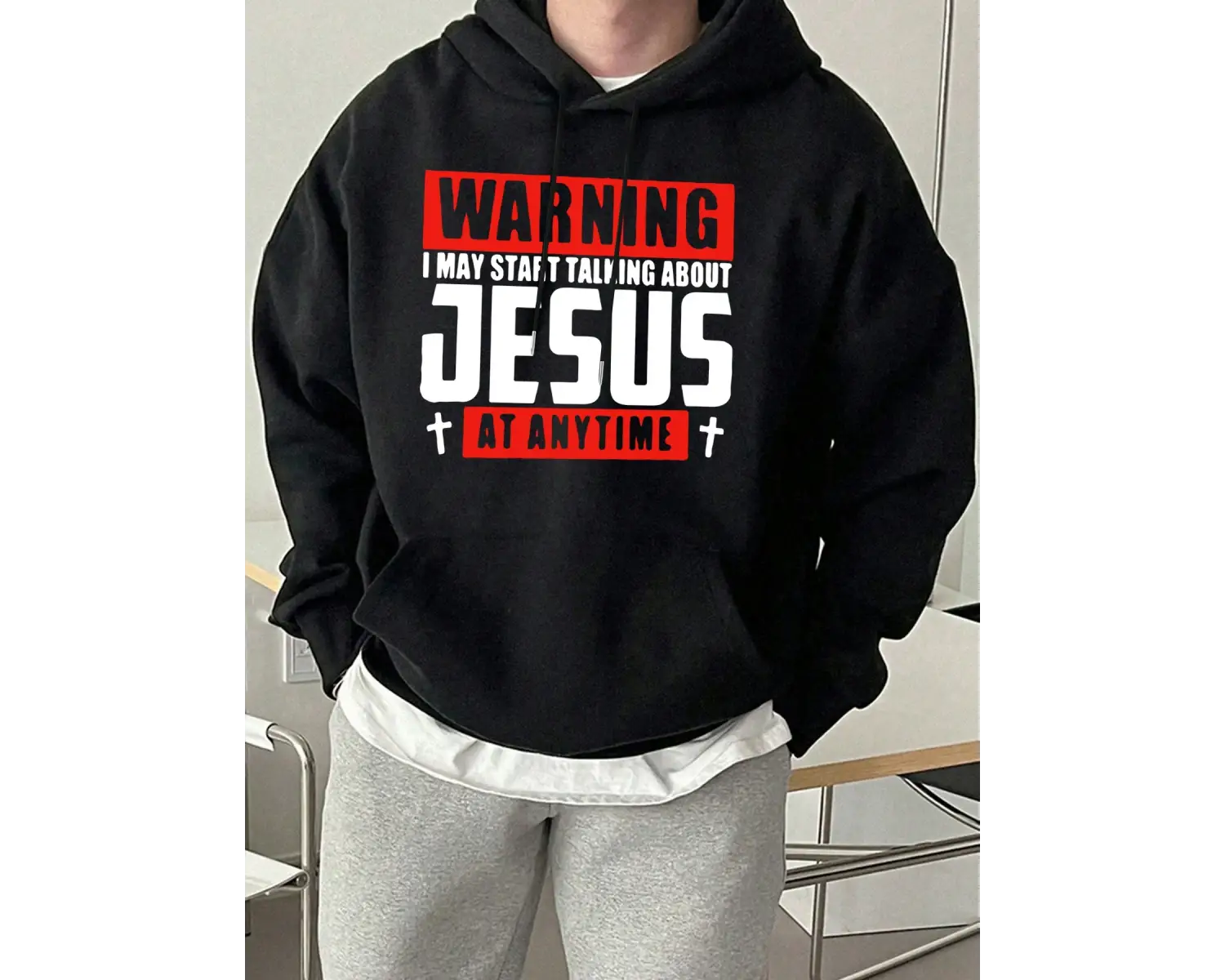 İsa Hakkında Konuşmaya Başlayabilirim Baskılı Erkek Sokak Giysisi Sıcak Cepli Giyim Moda Günl