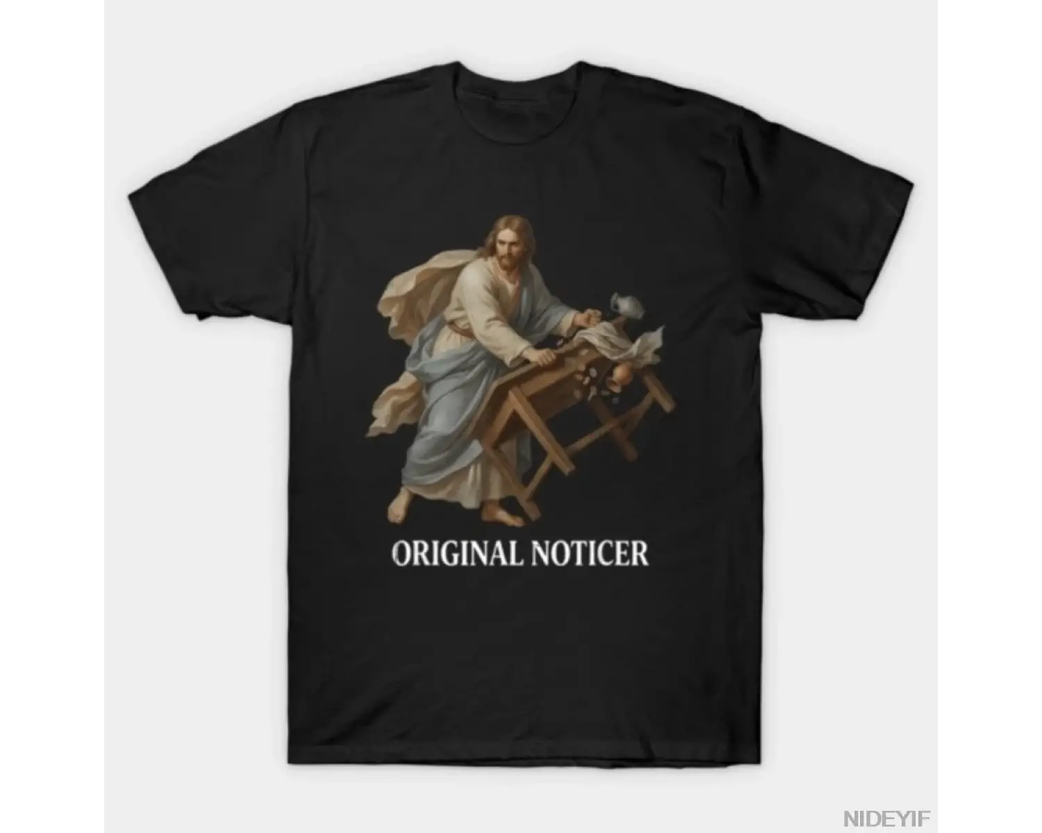 İsa orijinal Noticer komik dini meme illüstrasyon erkekler kadınlar için tişört % 100% pamukl