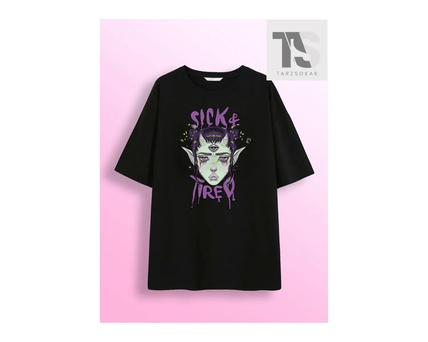 Isabela Escobar Mektup Şekilli Grafik Düşük Omuzlu Tişört