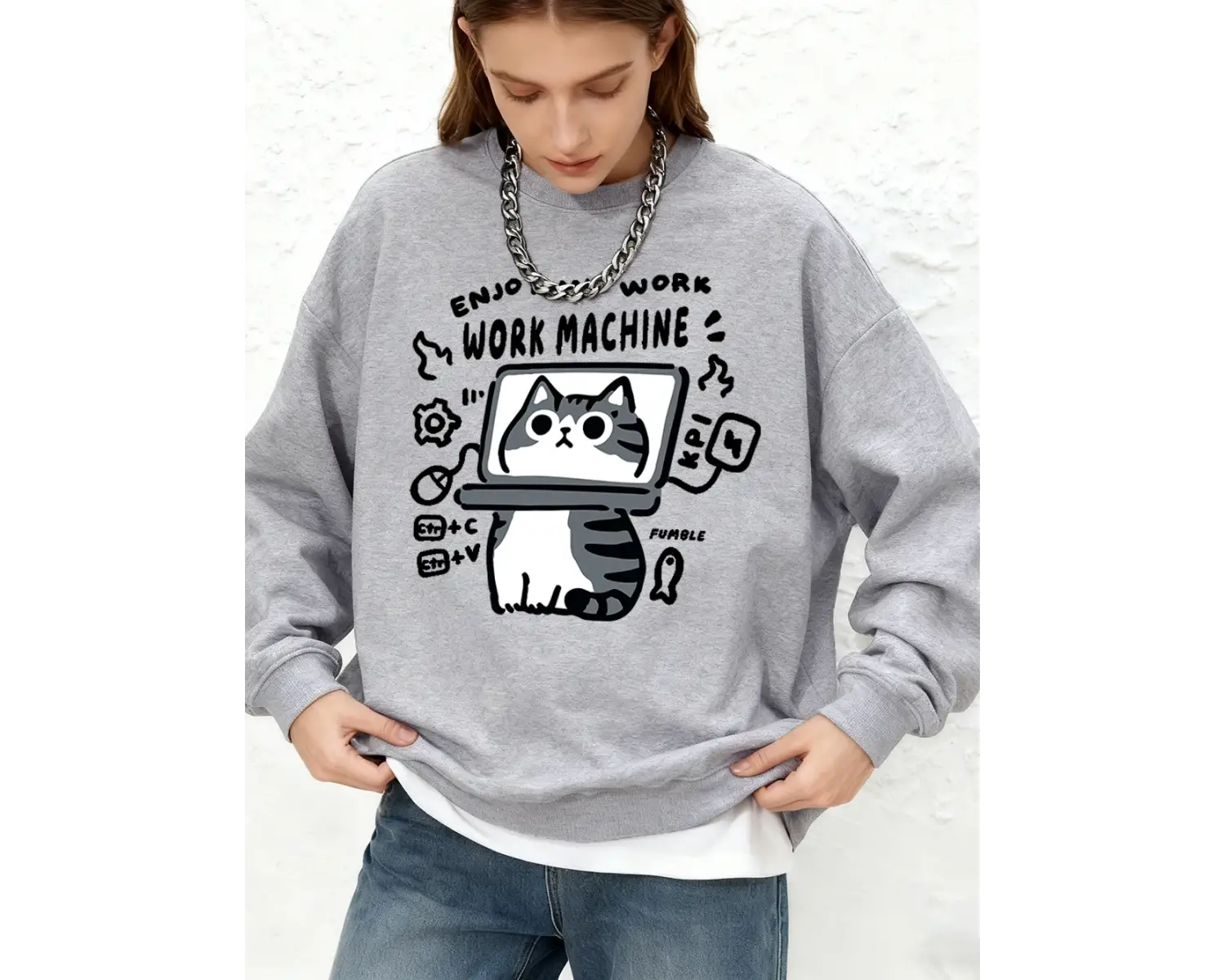 İşimden Keyfin Çıkarın Kedi Baskılı Kapüşonlu Üstler Kadınlar İçin Kışlık Jogger Sıcak Sweats