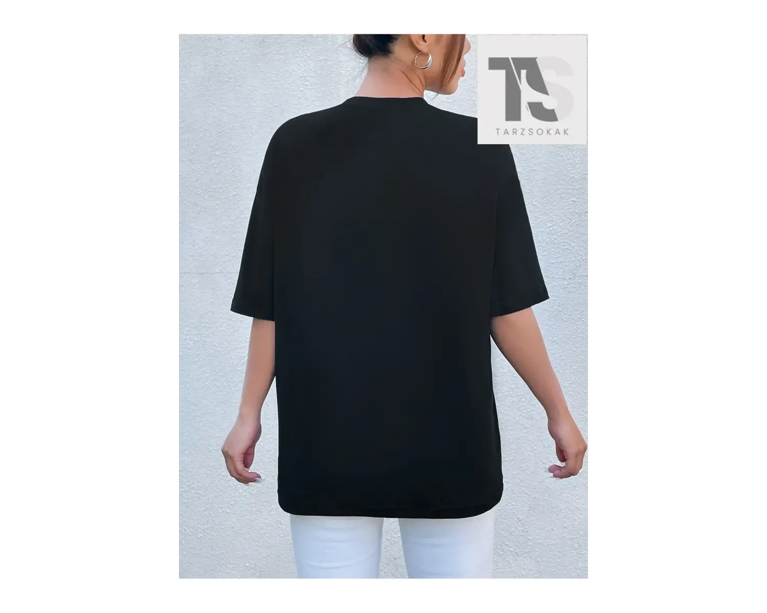 İskelet Desenli Düşük Omuzlu Tişört