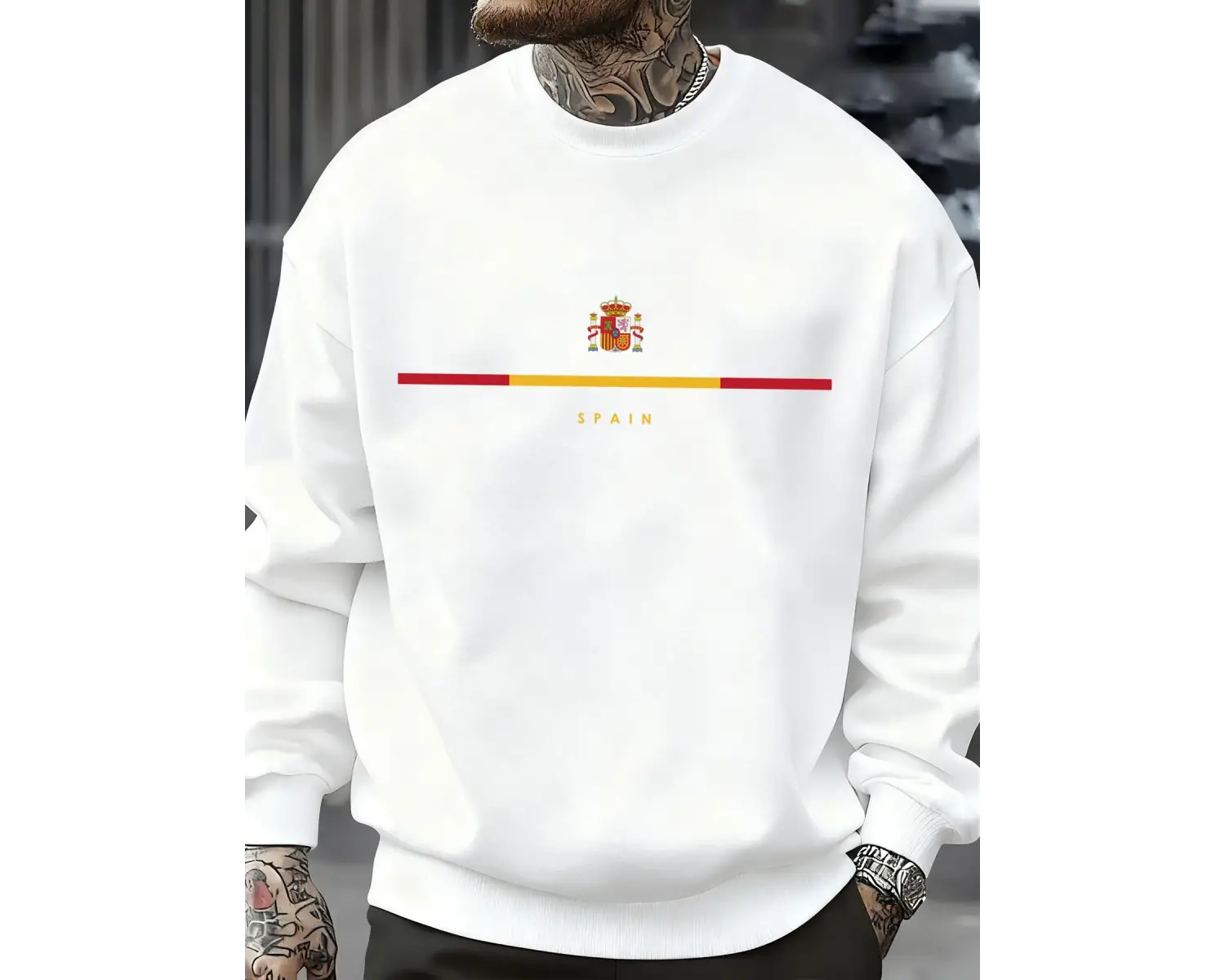 İspanya Ulusal Amblem Tasarımı Tişörtü Hip Hop Polar Tişörtü Sonbahar Modası Sokak Giyimi Tüm