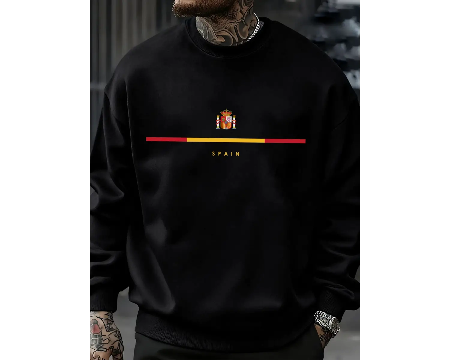 İspanya Ulusal Amblem Tasarımı Tişörtü Hip Hop Polar Tişörtü Sonbahar Modası Sokak Giyimi Tüm
