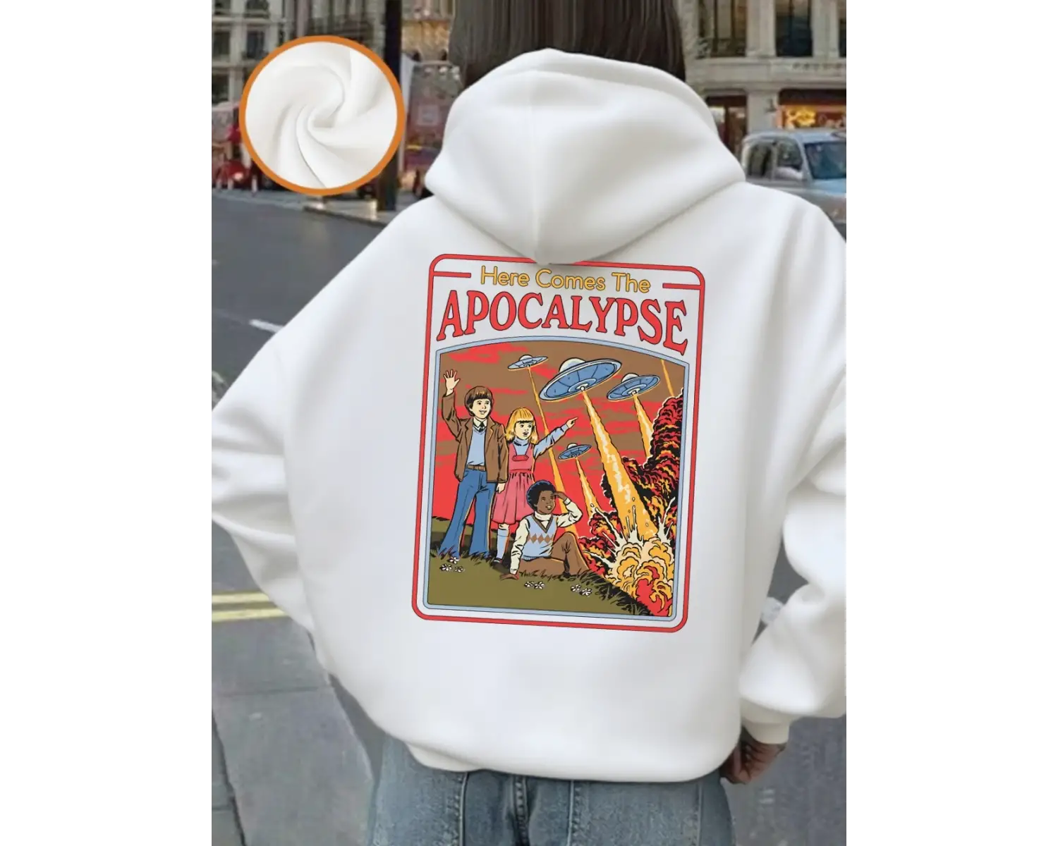 İşte Kıyamet Geliyor Ufo Baskılı Kapüşonlular Kadın Kışlık Polar Sıcak Tişörtler Günlük Cepli