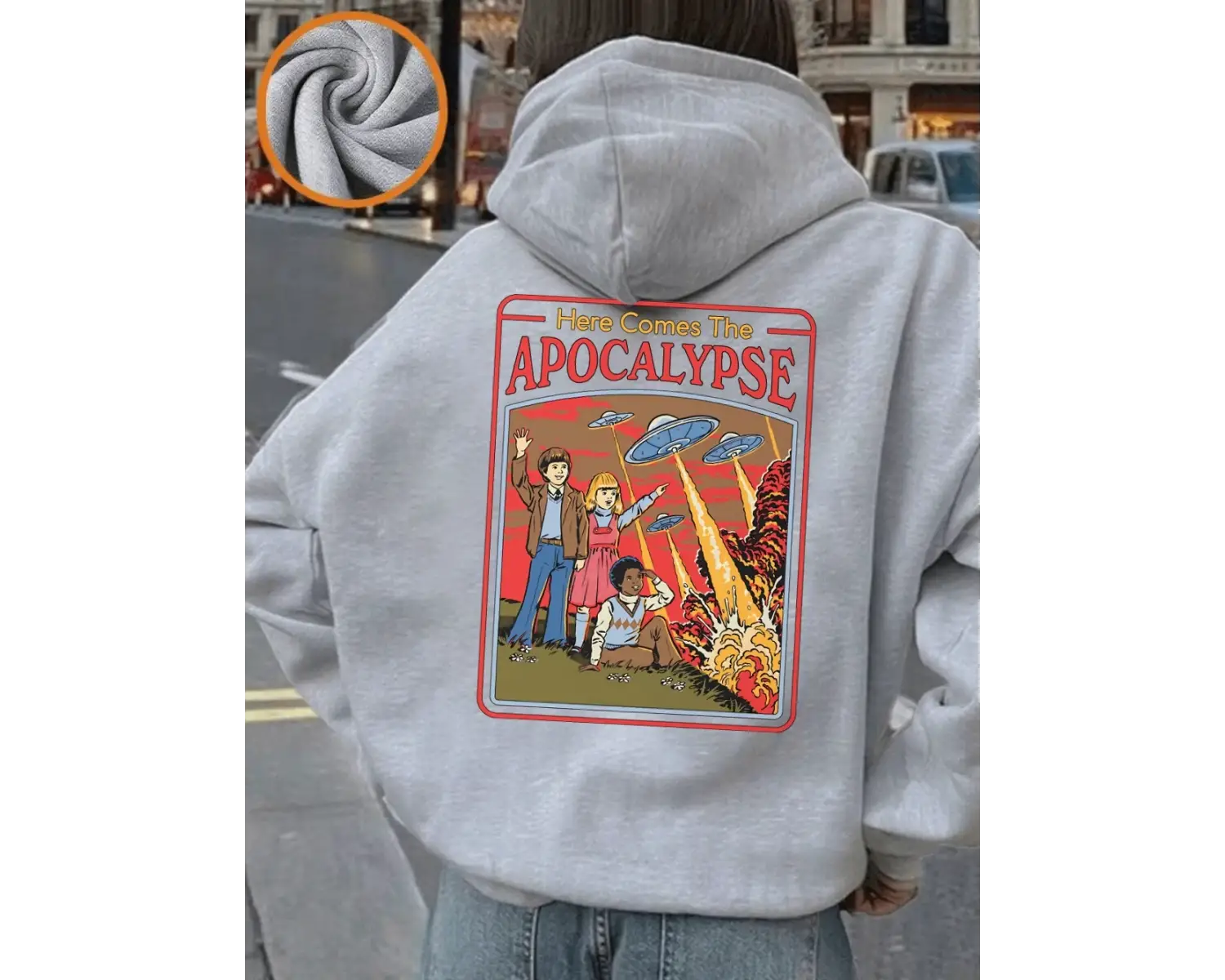 İşte Kıyamet Geliyor Ufo Baskılı Kapüşonlular Kadın Kışlık Polar Sıcak Tişörtler Günlük Cepli