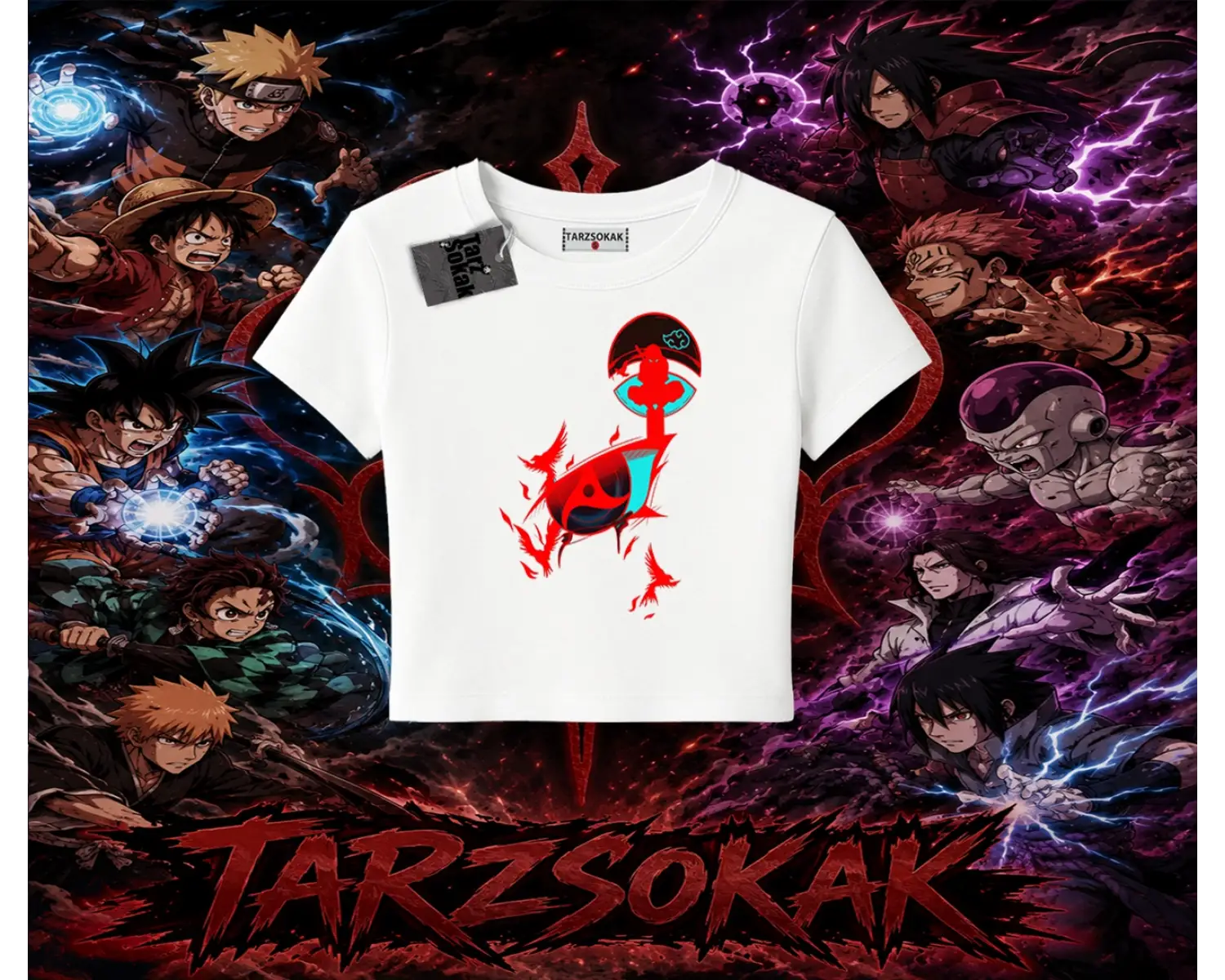 Itachi Uchiha Naruto Anime Karakteri Kadın Baby Tee Beyaz