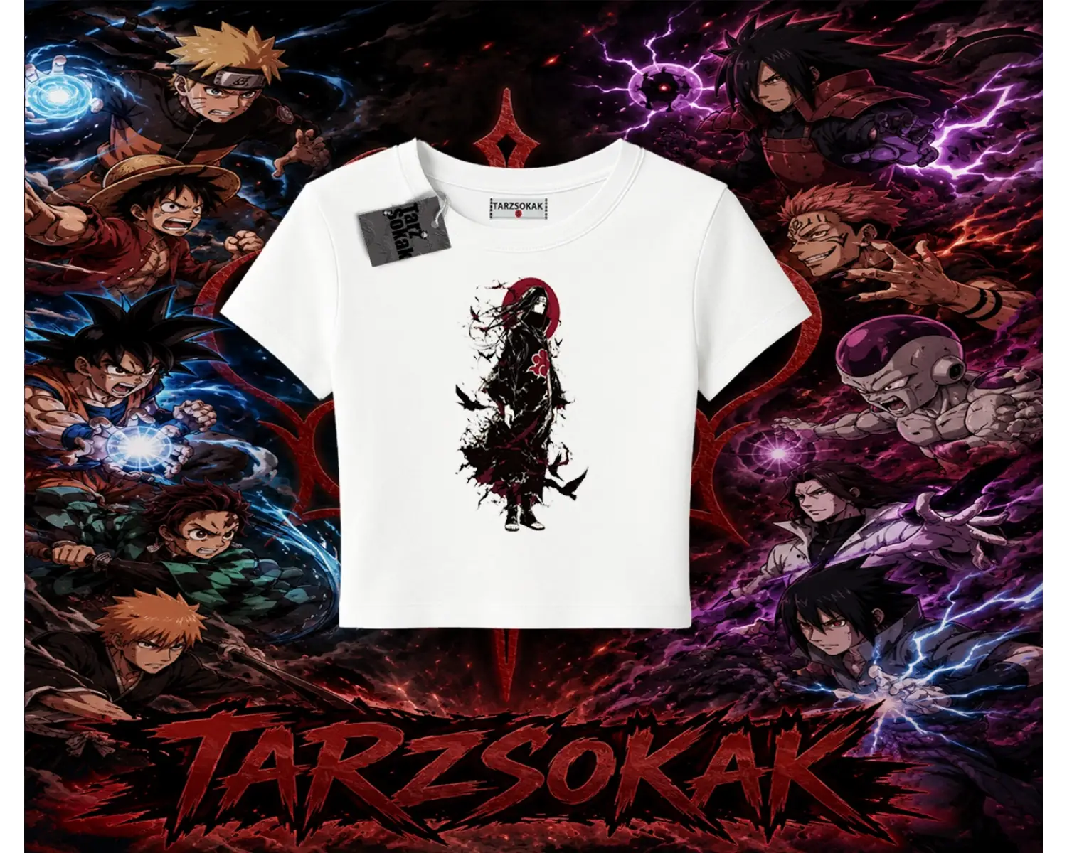 Itachi Uchiha Naruto Anime Karakteri Kadın Baby Tee Beyaz