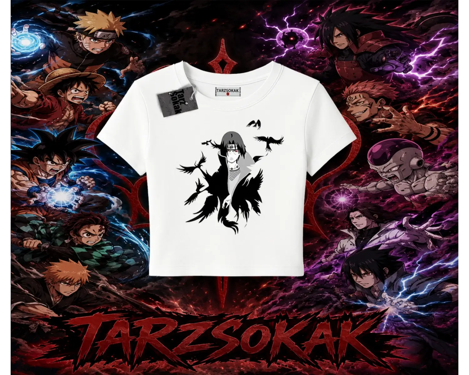 Itachi Uchiha Naruto Anime Karakteri Kadın Baby Tee Beyaz