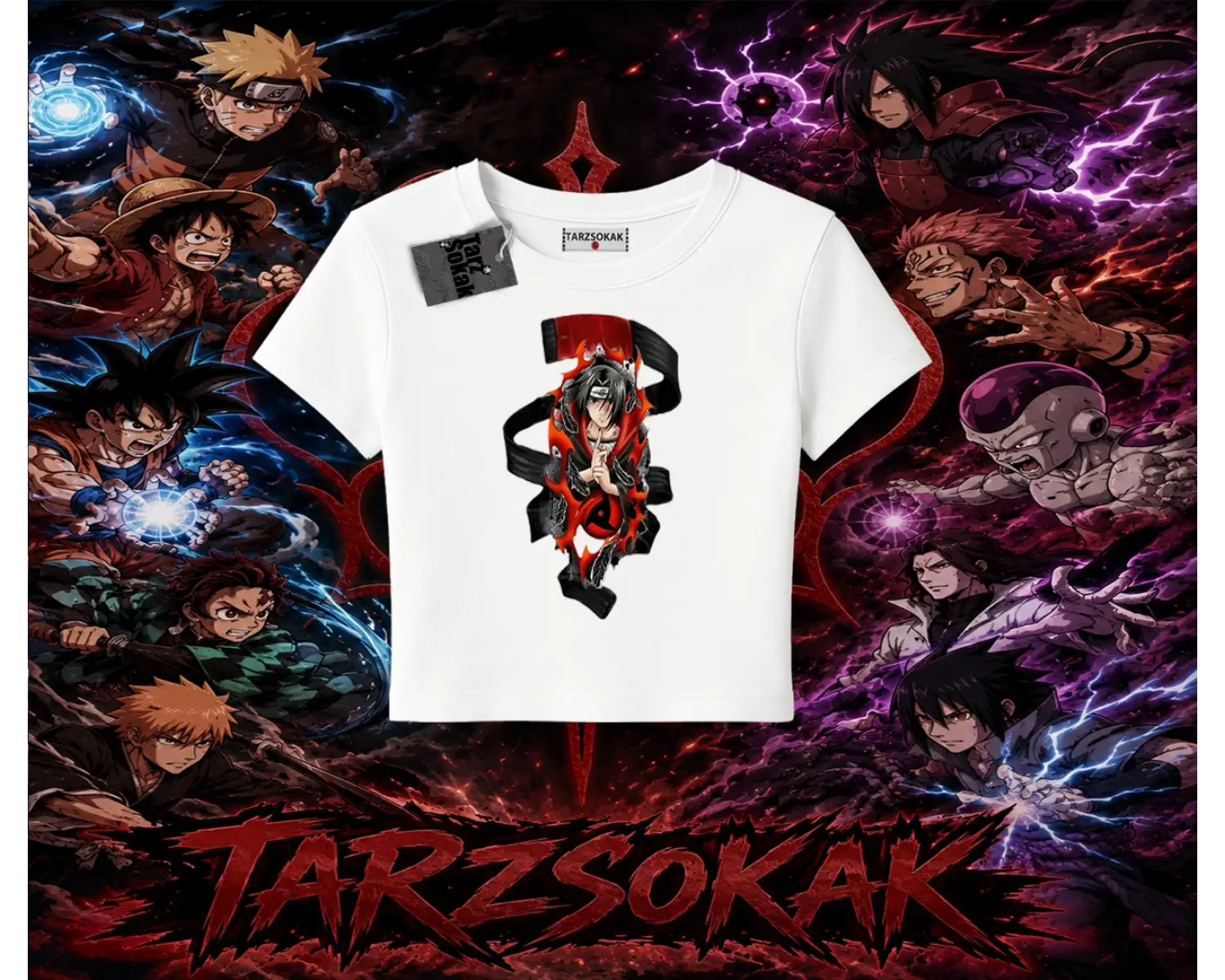 Itachi Uchiha Naruto Anime Karakteri Kadın Baby Tee Beyaz