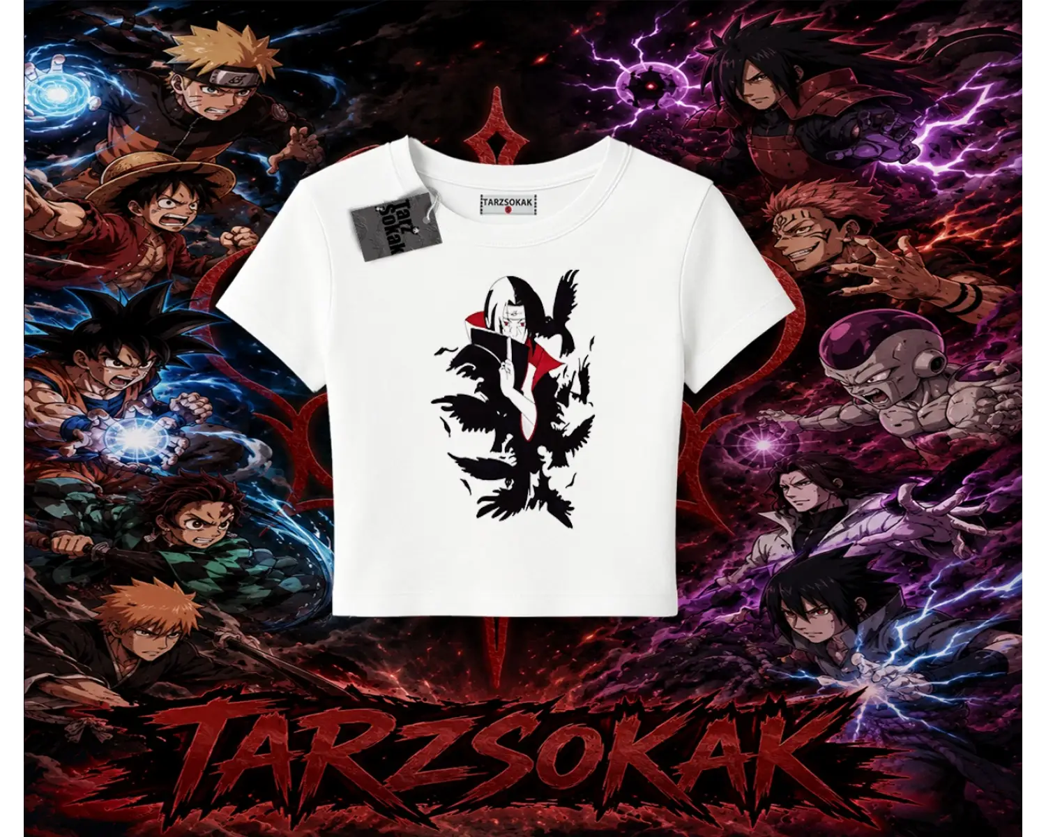 Itachi Uchiha Naruto Anime Karakteri Kadın Baby Tee Beyaz