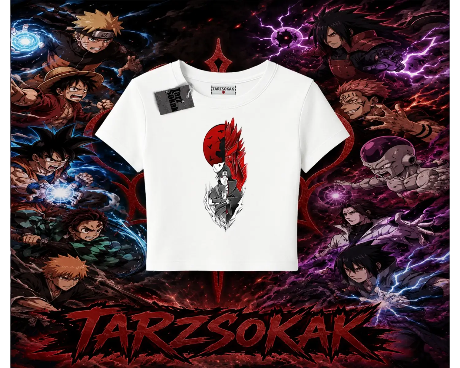 Itachi Uchiha Naruto Anime Karakteri Kadın Baby Tee Beyaz